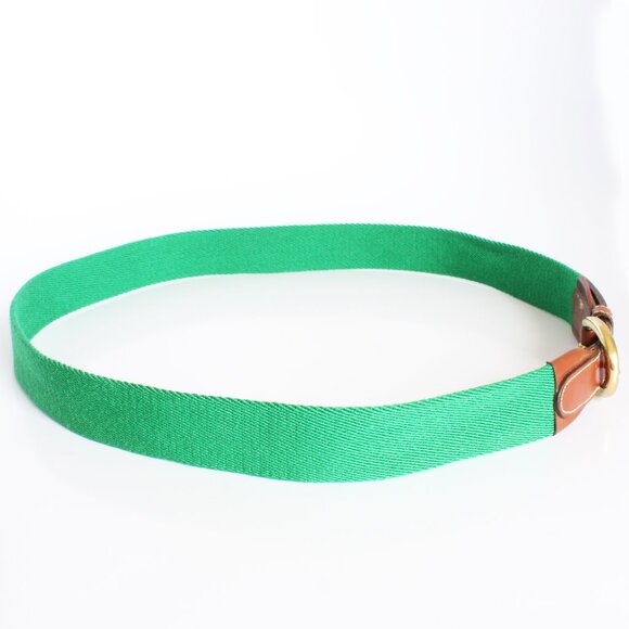 Brooks Brothers Belt Green Canvas Tan Leather Style 6949 Size 38 Mens Vintage - Picture 4 of 7